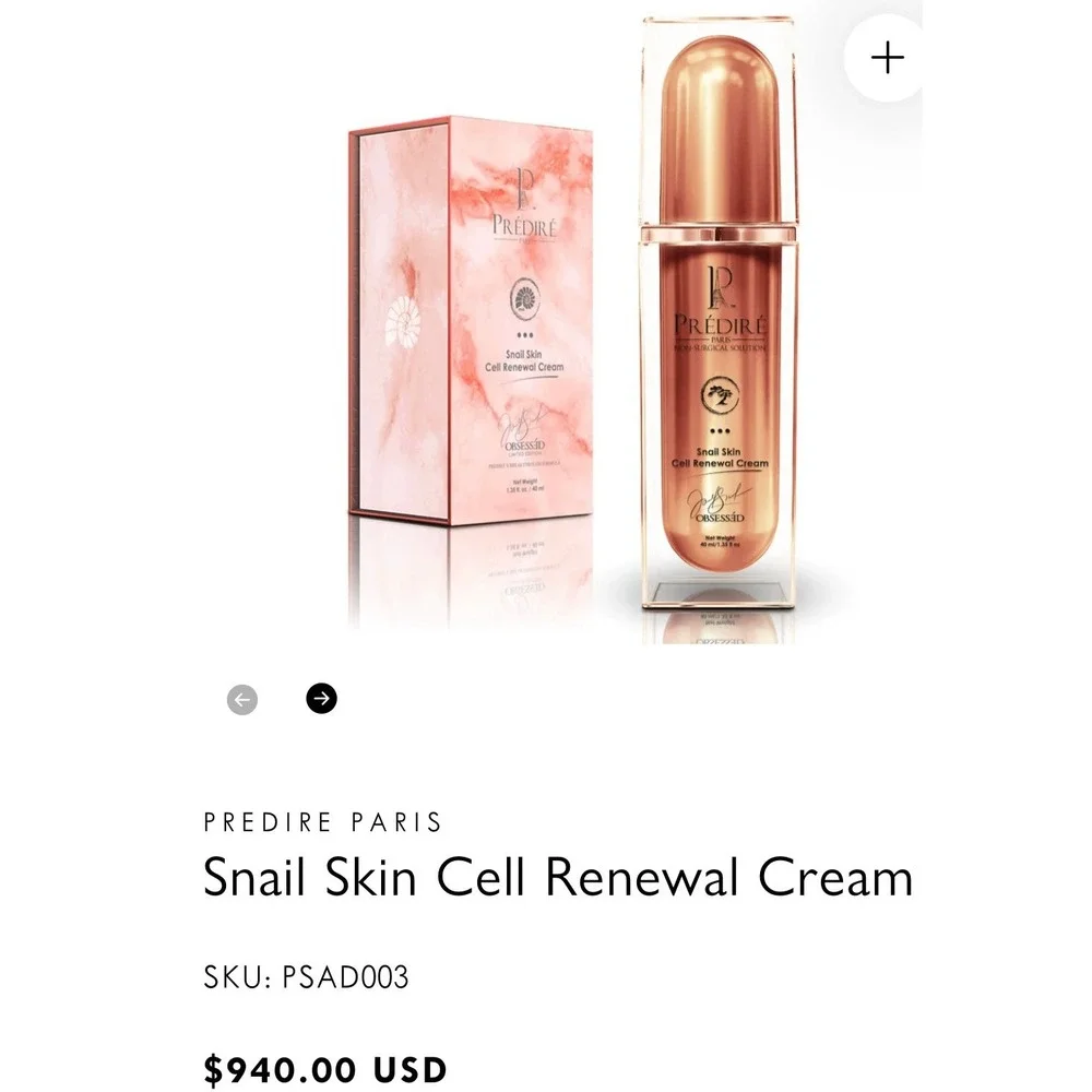 NIB Predire Paris snail anti-aging cell renewal cream. Retails $940‎